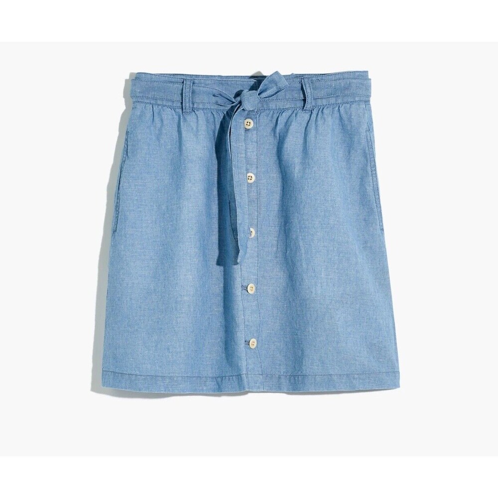 Madewell Denim button-front tie mini skirt Size 2